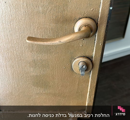 ידית דלת מתכת עם מנעול ומפתח